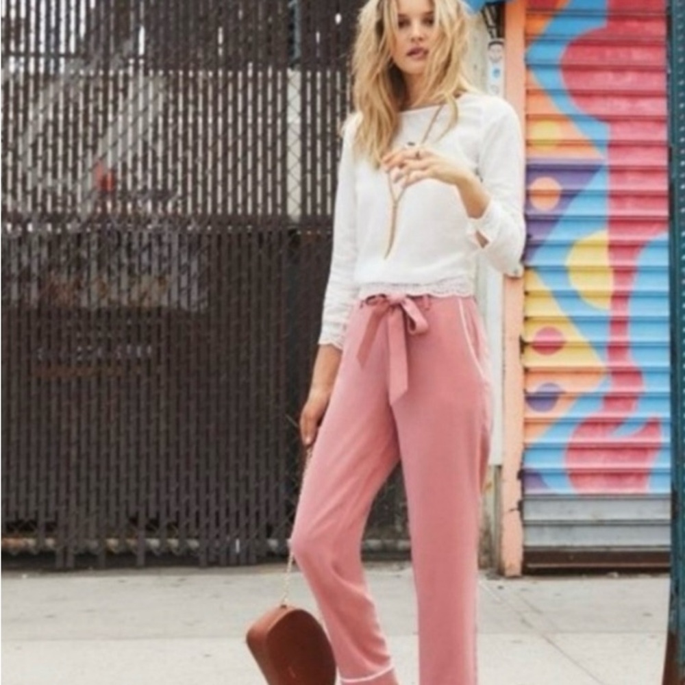 Sezane pink silk Eddy Ankle Pants size 4